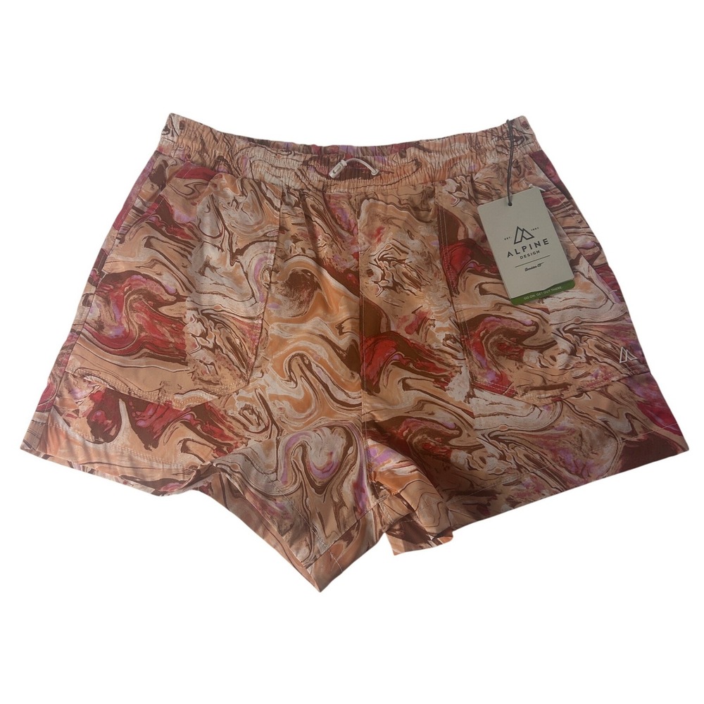 Alpine Design‎ Womens Medium Woven Shortie Shorts Multi Marbling ADW13805P NWT